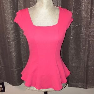 💗Adorable Hot Pink Peplum Shirt Small💗